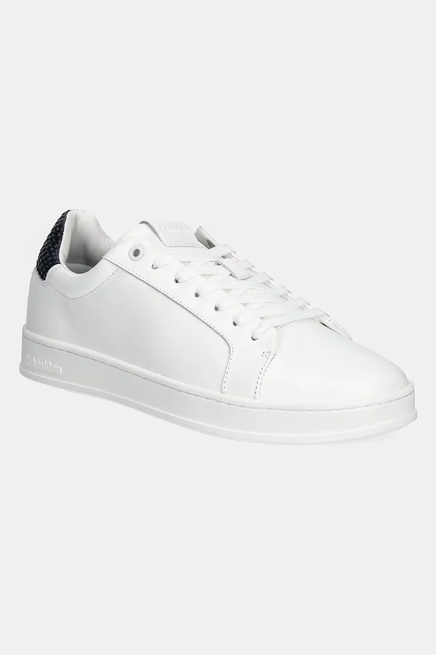 CALVIN KLEIN Кожени маратонки LOW TOP LACE UP WOVEN