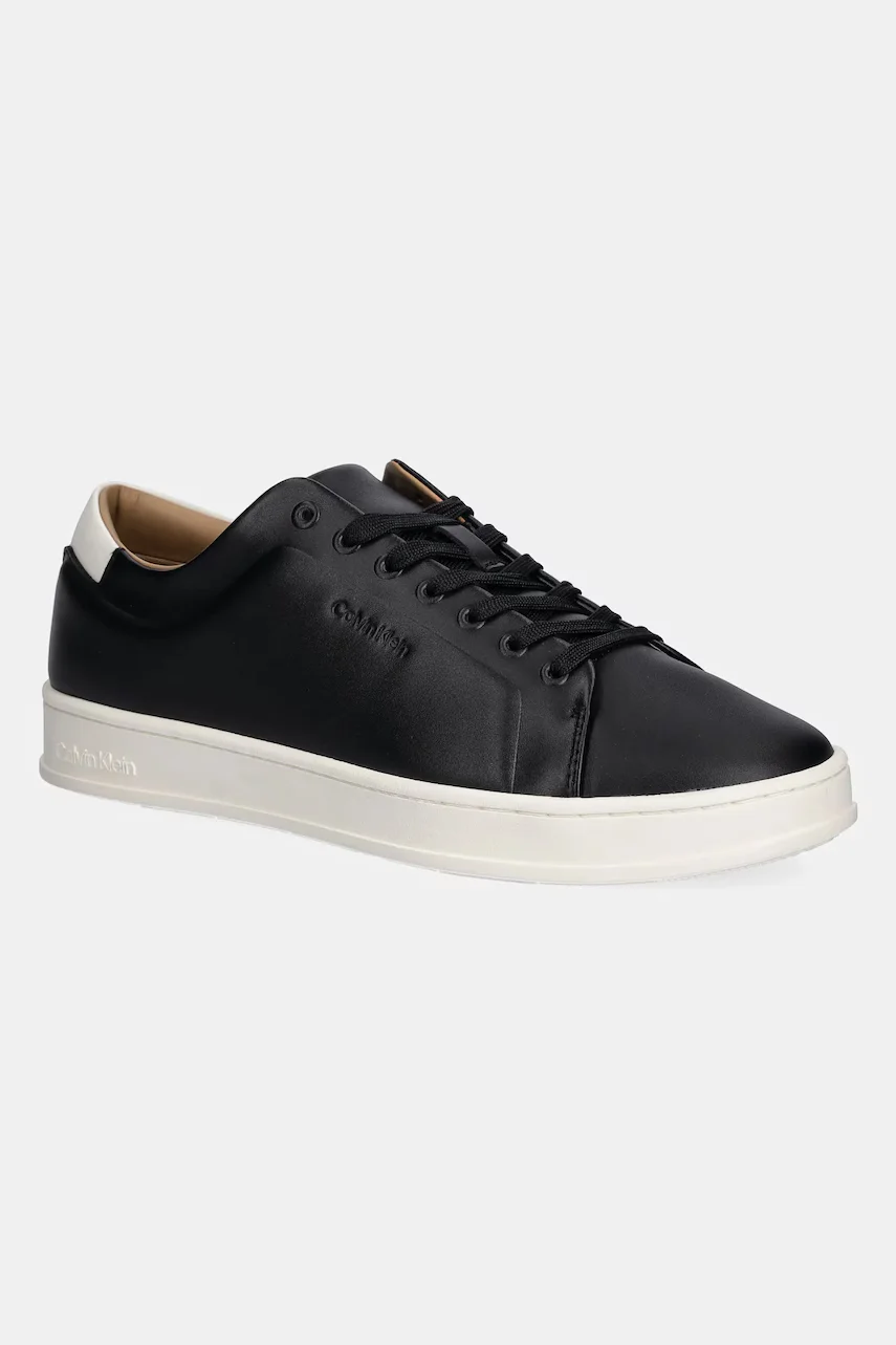 CALVIN KLEIN Кожени маратонки PURE LOW LACEUP CUPSOLE HF LTH