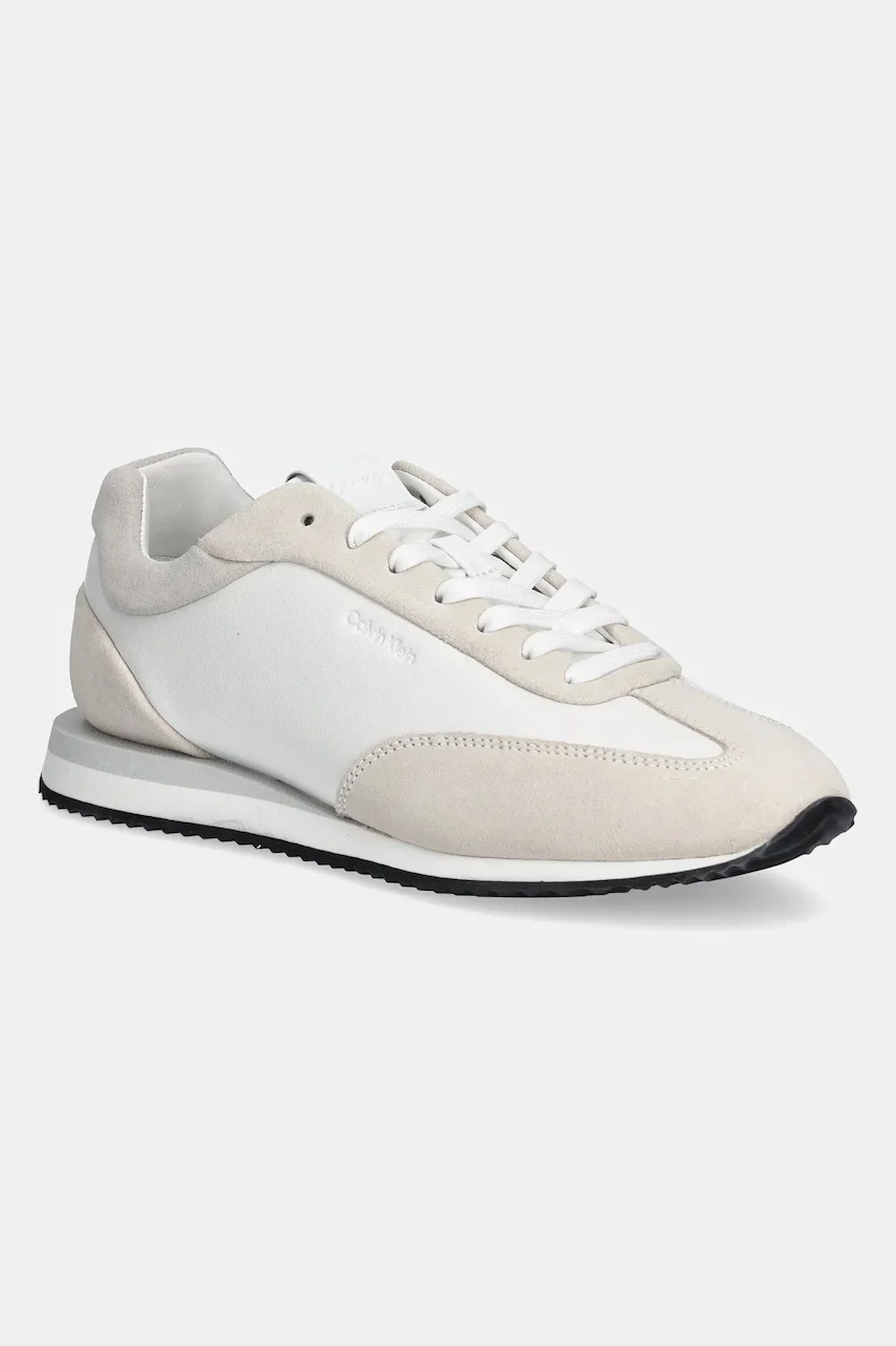 CALVIN KLEIN Кожени маратонки RUNNER LACE UP - LTH SUE MIX