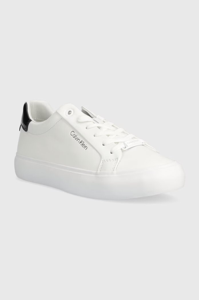 CALVIN KLEIN Кожени маратонки VULC LACE UP в бяло HW0HW01681