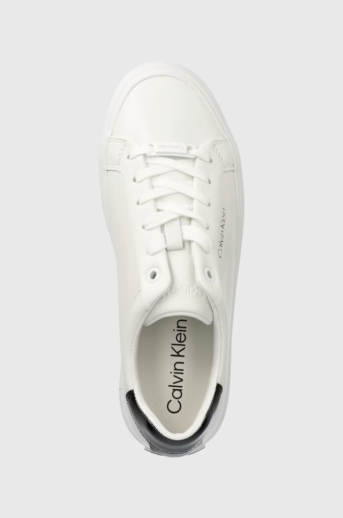 CALVIN KLEIN Кожени маратонки VULC LACE UP в бяло HW0HW01681