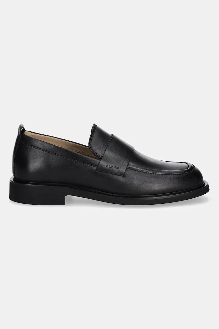 CALVIN KLEIN Кожени мокасини SQ RUBBER LOAFER мъжки в черно HM0HM01901
