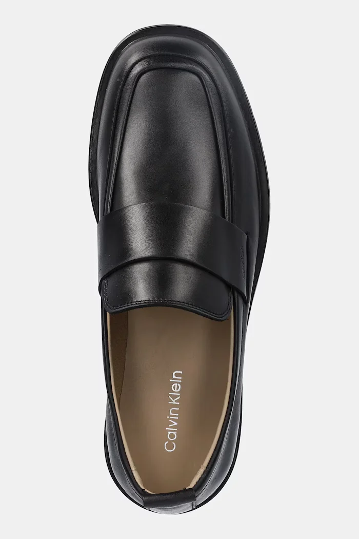 CALVIN KLEIN Кожени мокасини SQ RUBBER LOAFER мъжки в черно HM0HM01901