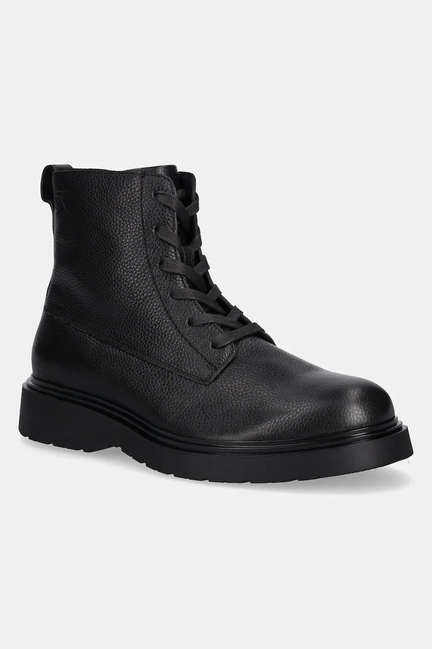 CALVIN KLEIN Кожени обувки COMBAT ESS LACE UP ZIP BOOT LTH