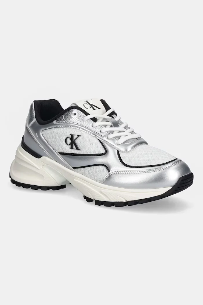 CALVIN KLEIN Маратонки HIKE RUNNER LACE UP MESH MIX MET в сиво YW0YW02063