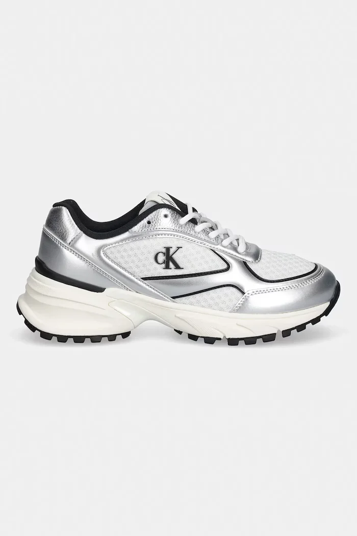 CALVIN KLEIN Маратонки HIKE RUNNER LACE UP MESH MIX MET в сиво YW0YW02063