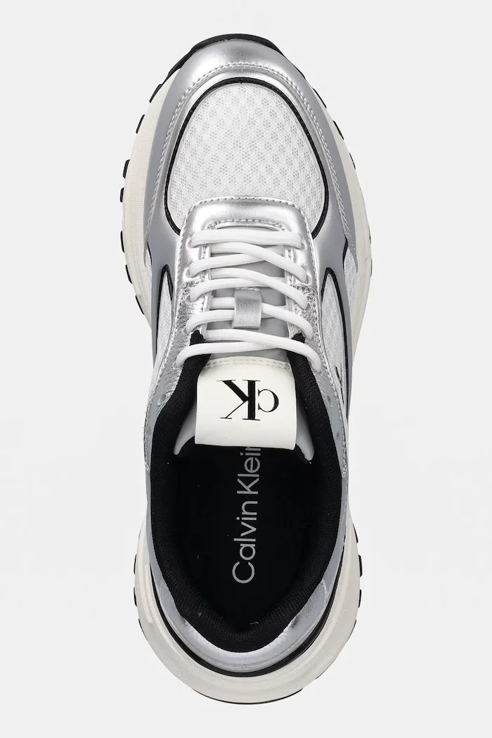 CALVIN KLEIN Маратонки HIKE RUNNER LACE UP MESH MIX MET в сиво YW0YW02063