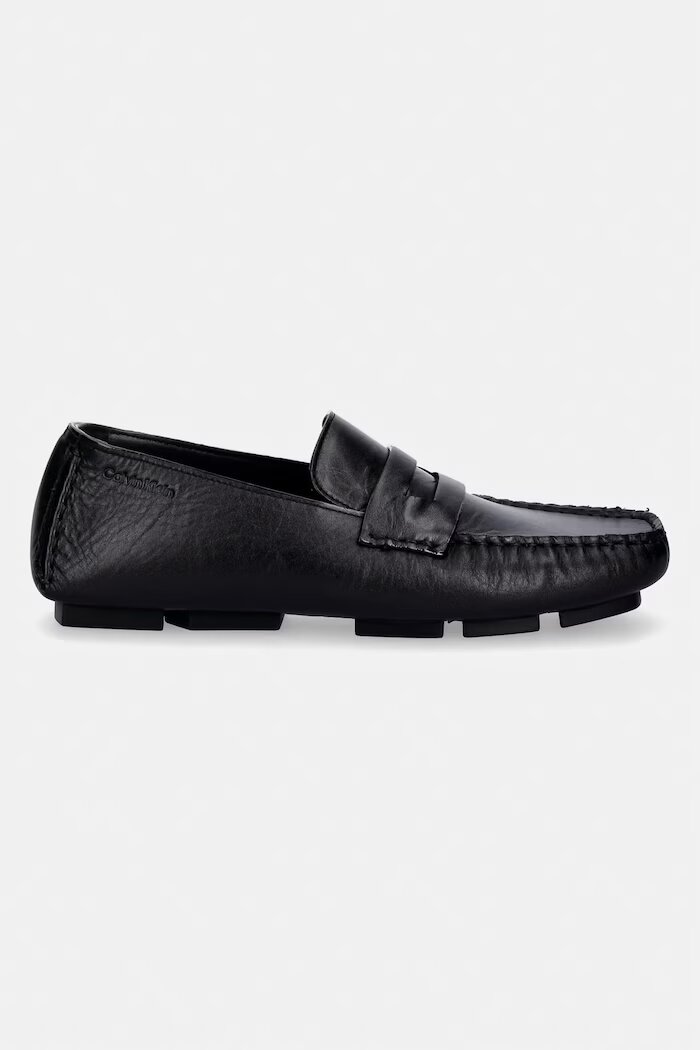 CALVIN KLEIN мокасини дамски от кожа SQUARE DRIVER LTH черни HW0HW02944