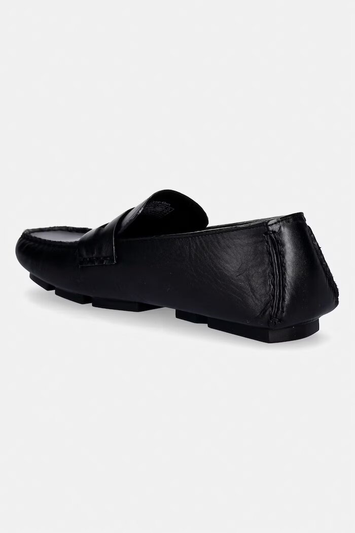 CALVIN KLEIN мокасини дамски от кожа SQUARE DRIVER LTH черни HW0HW02944
