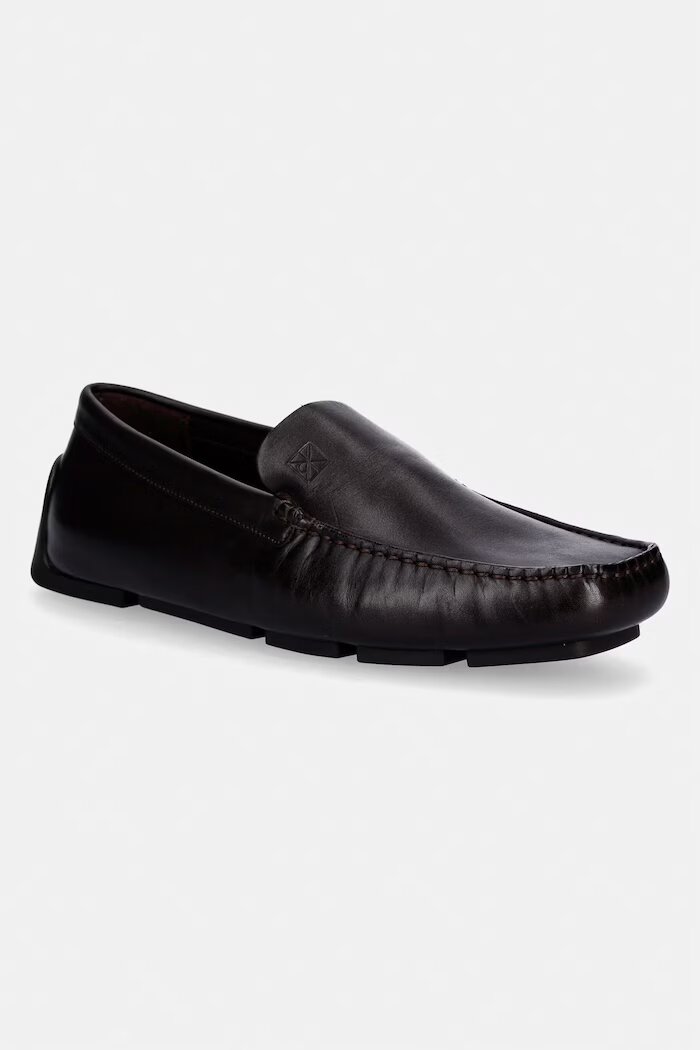 CALVIN KLEIN мокасини мъжки кожени DRIVER PENNY EMBL LTH кафяви HM0HM02085