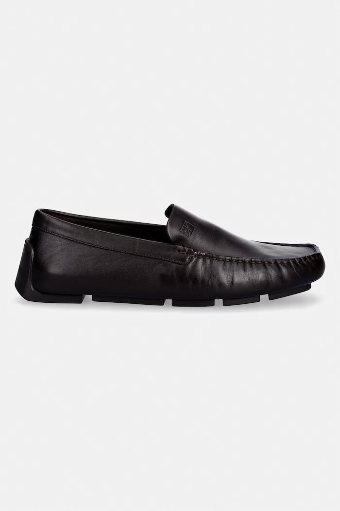CALVIN KLEIN мокасини мъжки кожени DRIVER PENNY EMBL LTH кафяви HM0HM02085