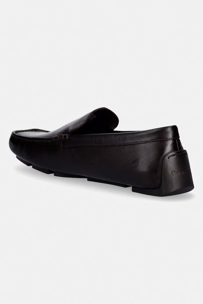 CALVIN KLEIN мокасини мъжки кожени DRIVER PENNY EMBL LTH кафяви HM0HM02085