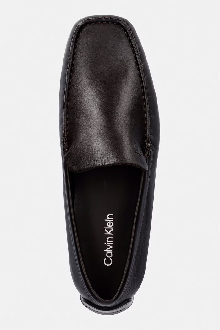 CALVIN KLEIN мокасини мъжки кожени DRIVER PENNY EMBL LTH кафяви HM0HM02085