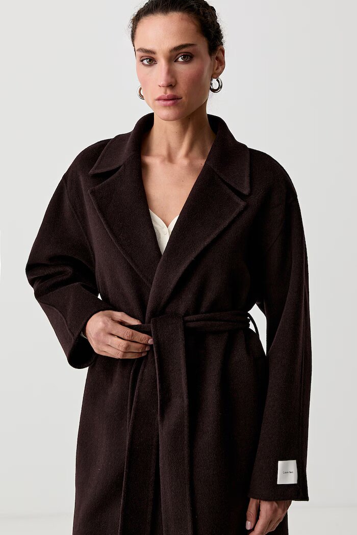 CALVIN KLEIN палто дамско с вълна кафяво LV044G509G