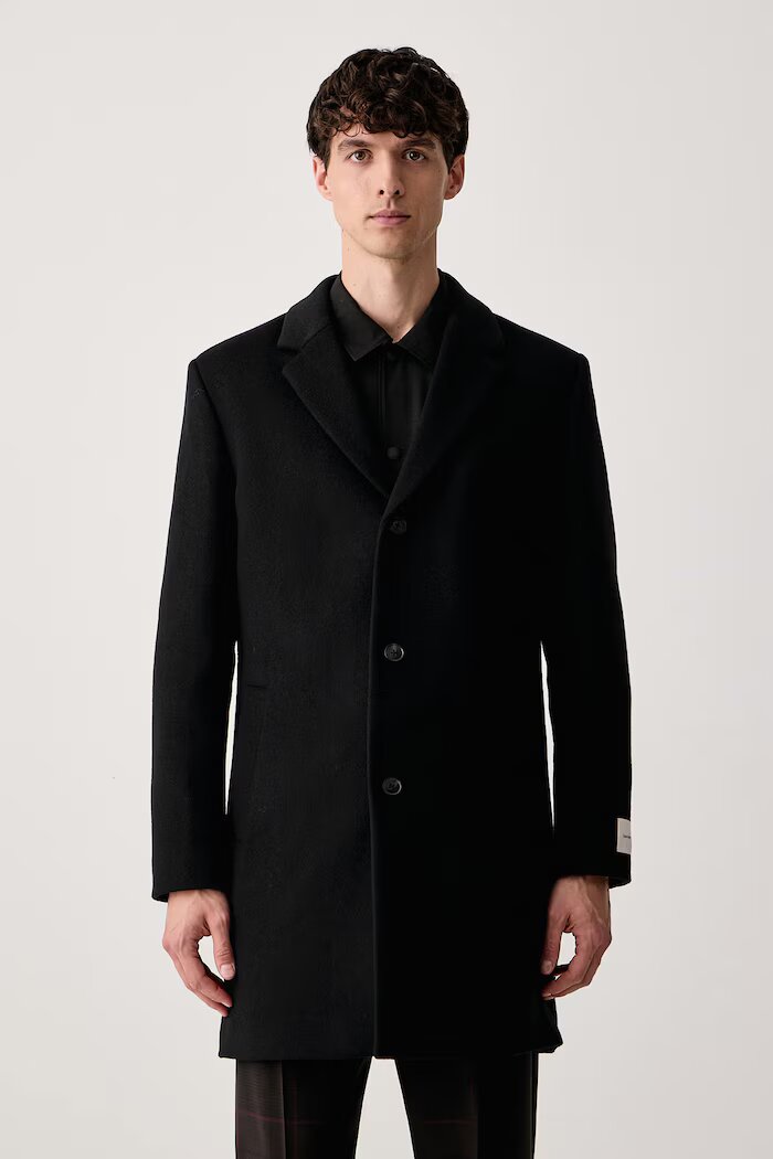 CALVIN KLEIN палто мъжко с мериносова вълна черно LV04LH444G