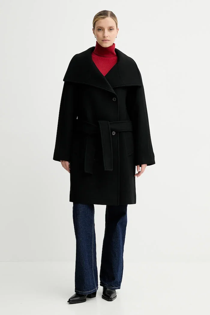 CALVIN KLEIN Палто с вълна в черно LV044D557G