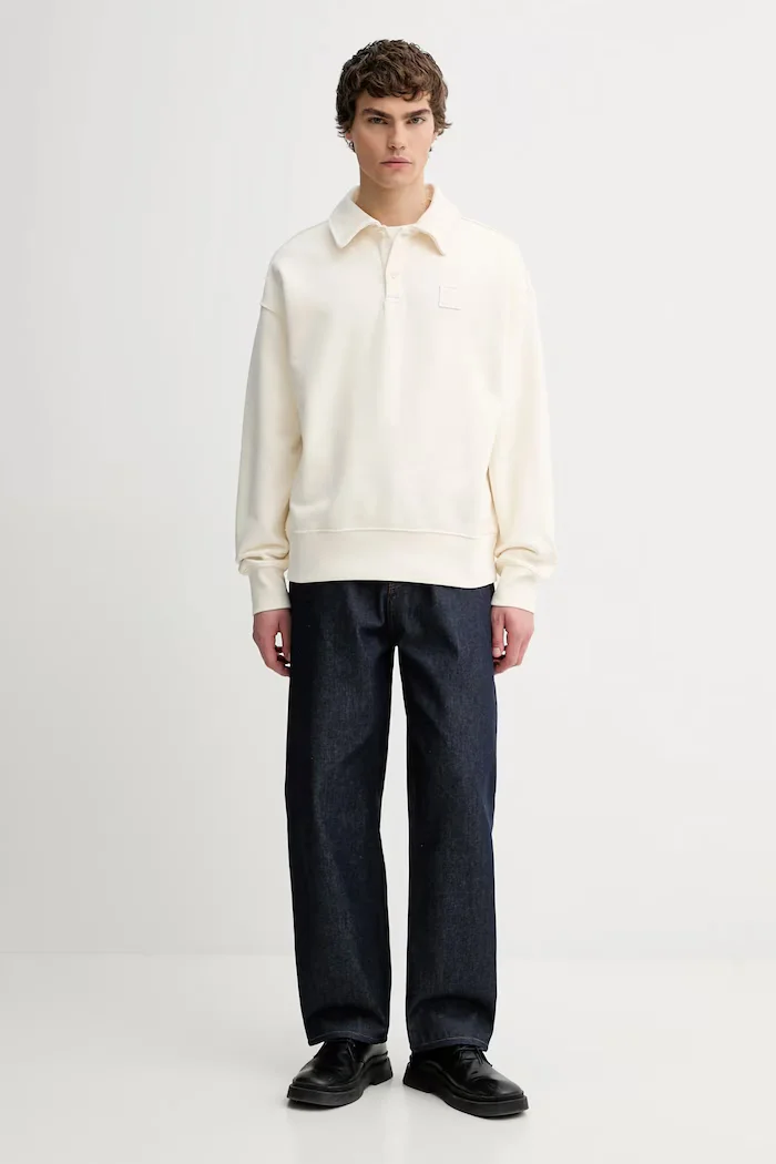 CALVIN KLEIN Памучен суичър мъжки в бежово с апликация LV14LE202G