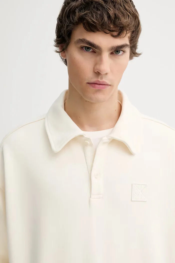 CALVIN KLEIN Памучен суичър мъжки в бежово с апликация LV14LE202G