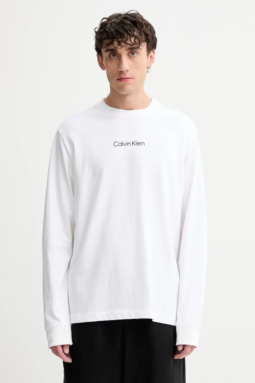 CALVIN KLEIN Памучна блуза с дълги ръкави