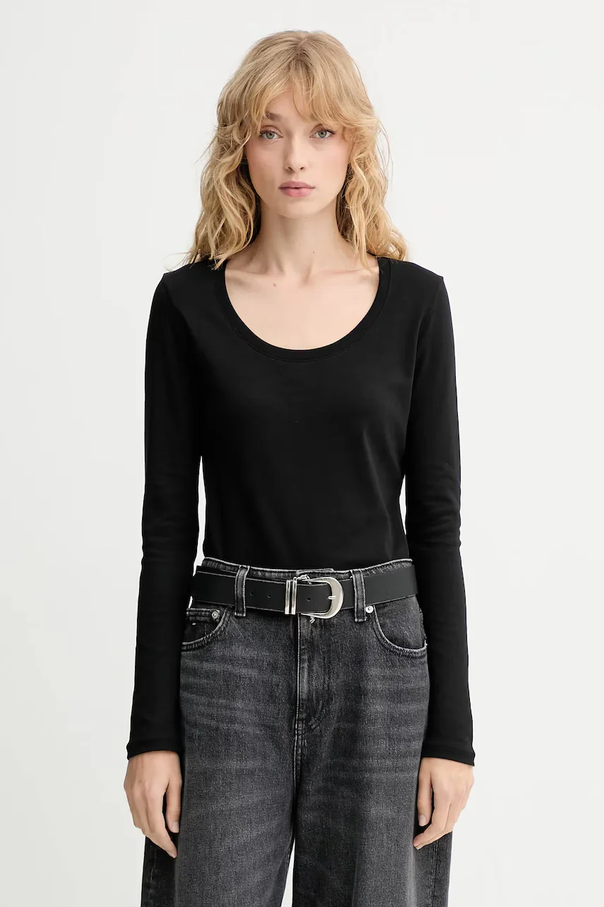CALVIN KLEIN Памучна блуза с дълги ръкави