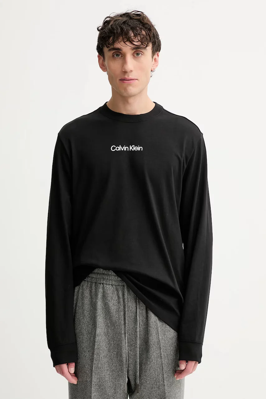 CALVIN KLEIN Памучна блуза с дълги ръкави
