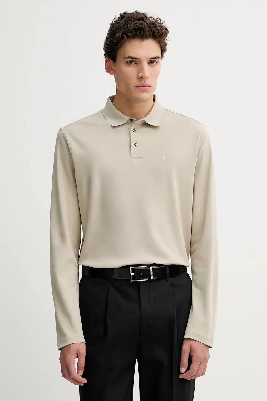 CALVIN KLEIN Памучна блуза с дълги ръкави