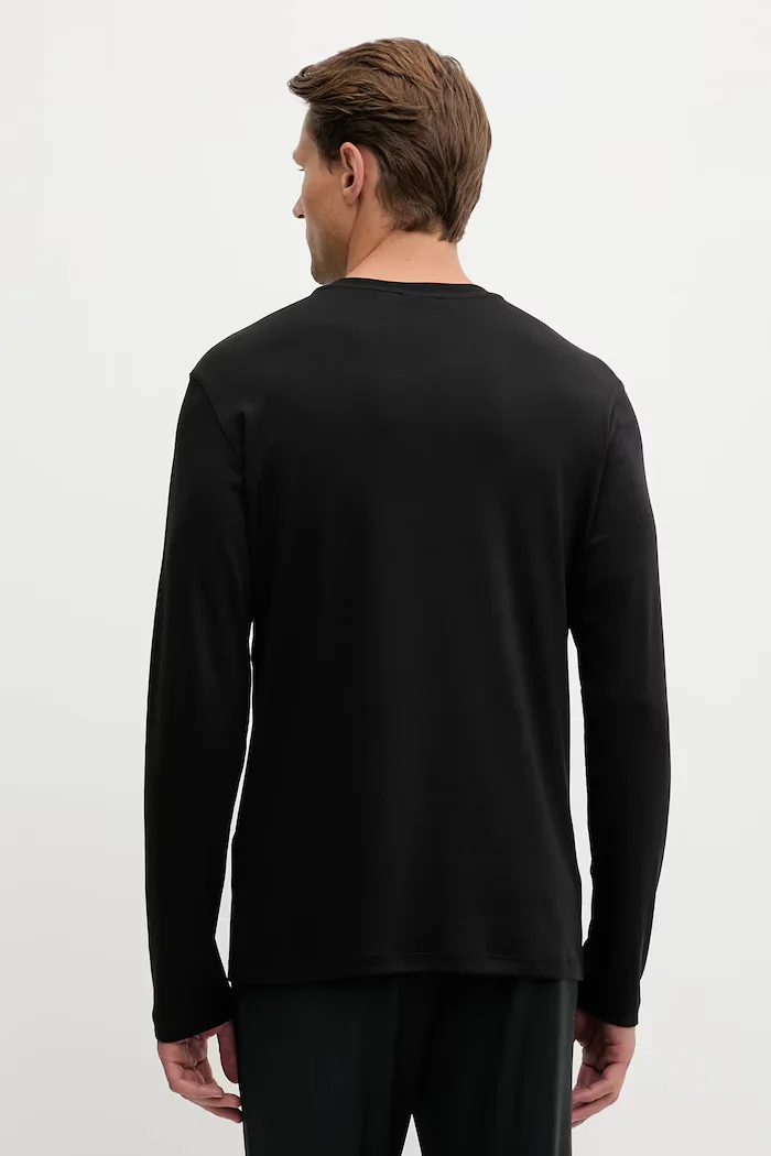 CALVIN KLEIN Памучна блуза с дълги ръкави в черно с изчистен дизайн LV04LD227G