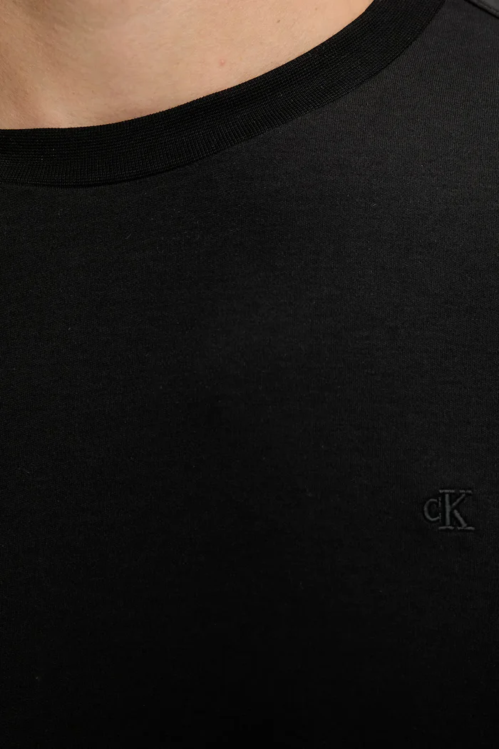 CALVIN KLEIN Памучна блуза с дълги ръкави в черно с изчистен дизайн LV04LD227G