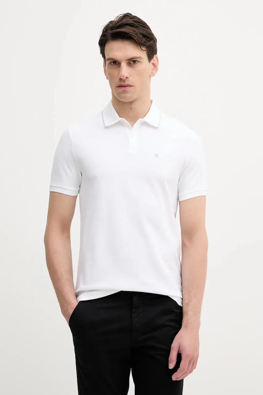 CALVIN KLEIN Памучна тениска с яка