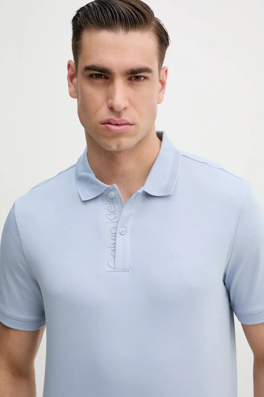 CALVIN KLEIN Памучна тениска с яка