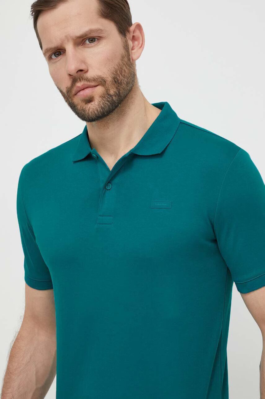 CALVIN KLEIN Памучна тениска с яка