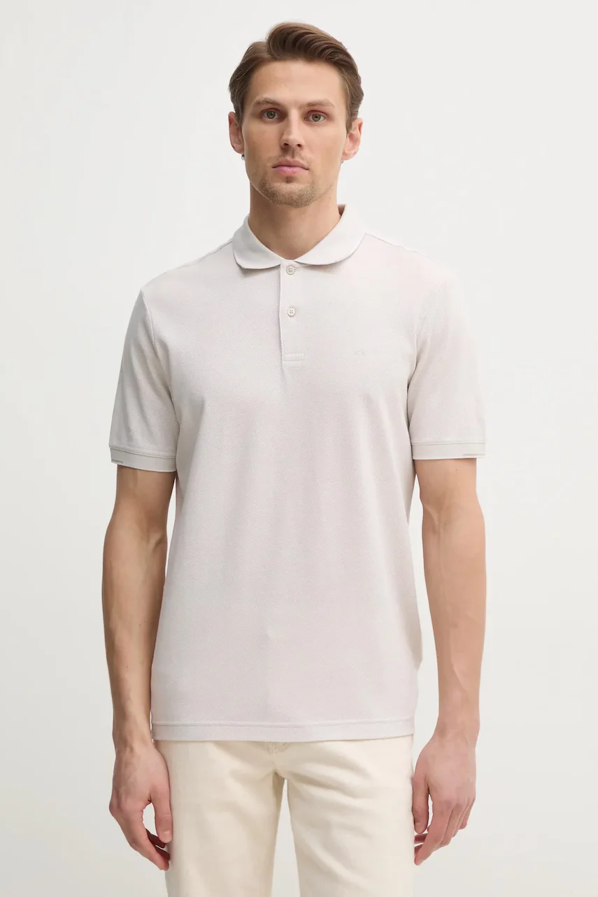 CALVIN KLEIN Памучна тениска с яка