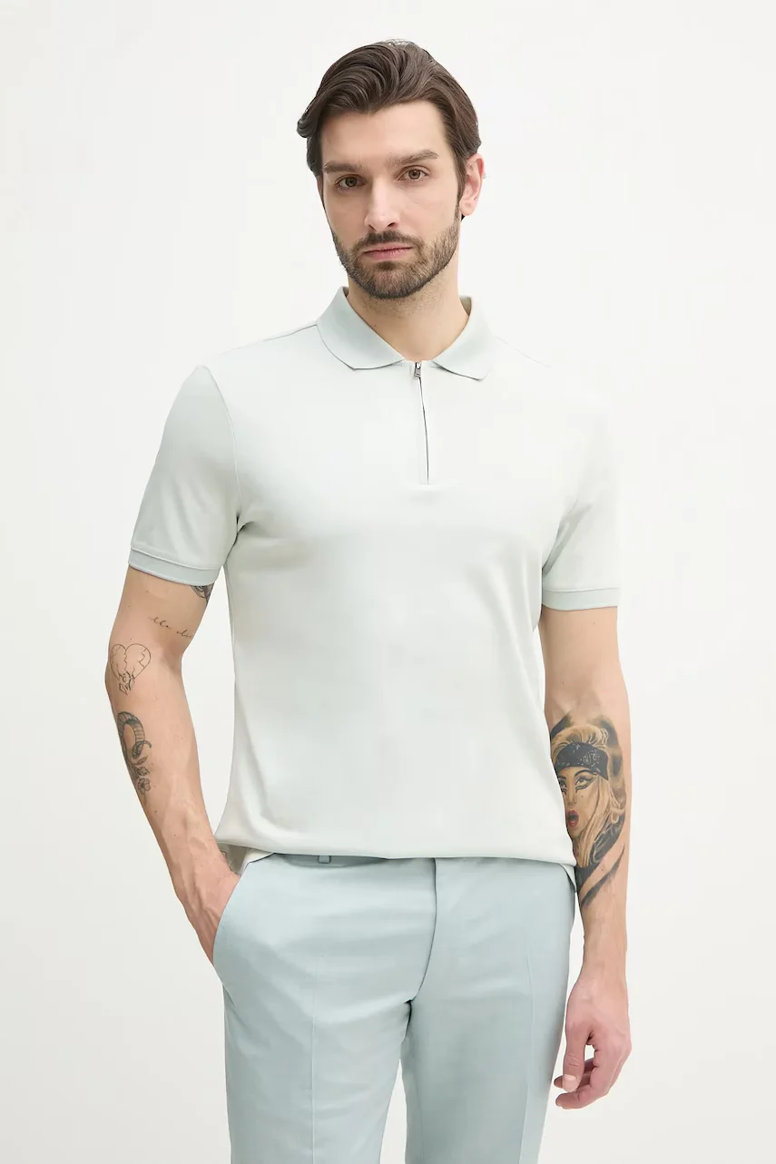 CALVIN KLEIN Памучна тениска с яка