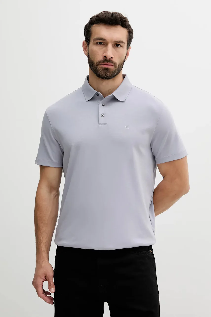 CALVIN KLEIN Памучна тениска с яка
