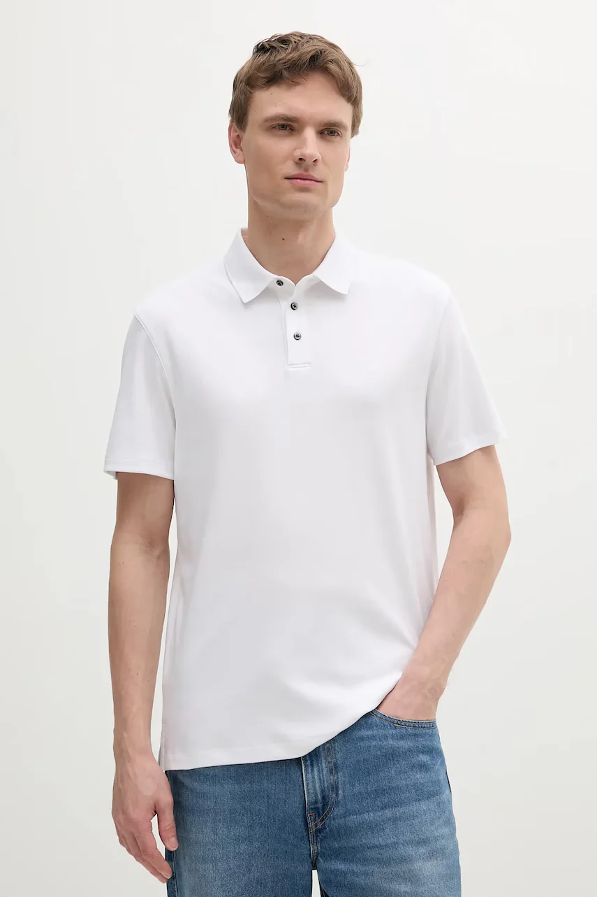 CALVIN KLEIN Памучна тениска с яка