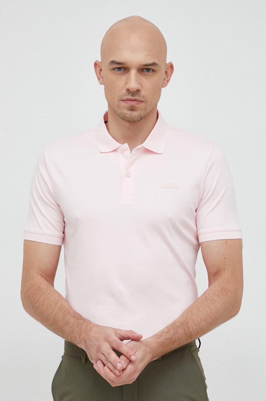 CALVIN KLEIN Памучна тениска с яка