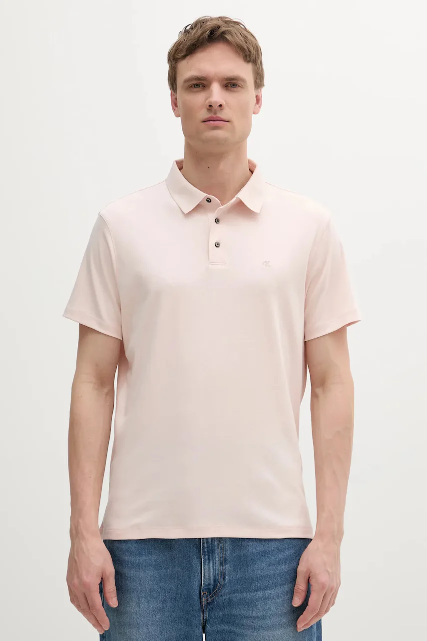 CALVIN KLEIN Памучна тениска с яка
