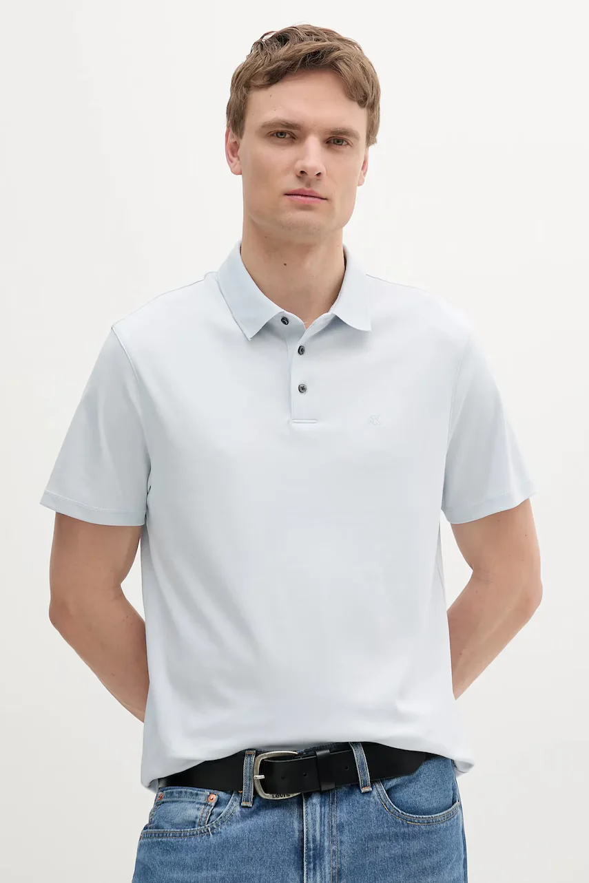 CALVIN KLEIN Памучна тениска с яка