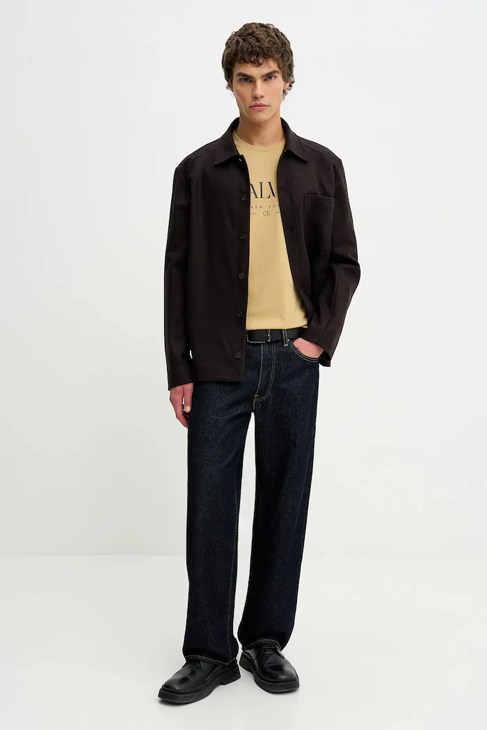 CALVIN KLEIN Памучна тениска в бежово с принт LV04RE807G