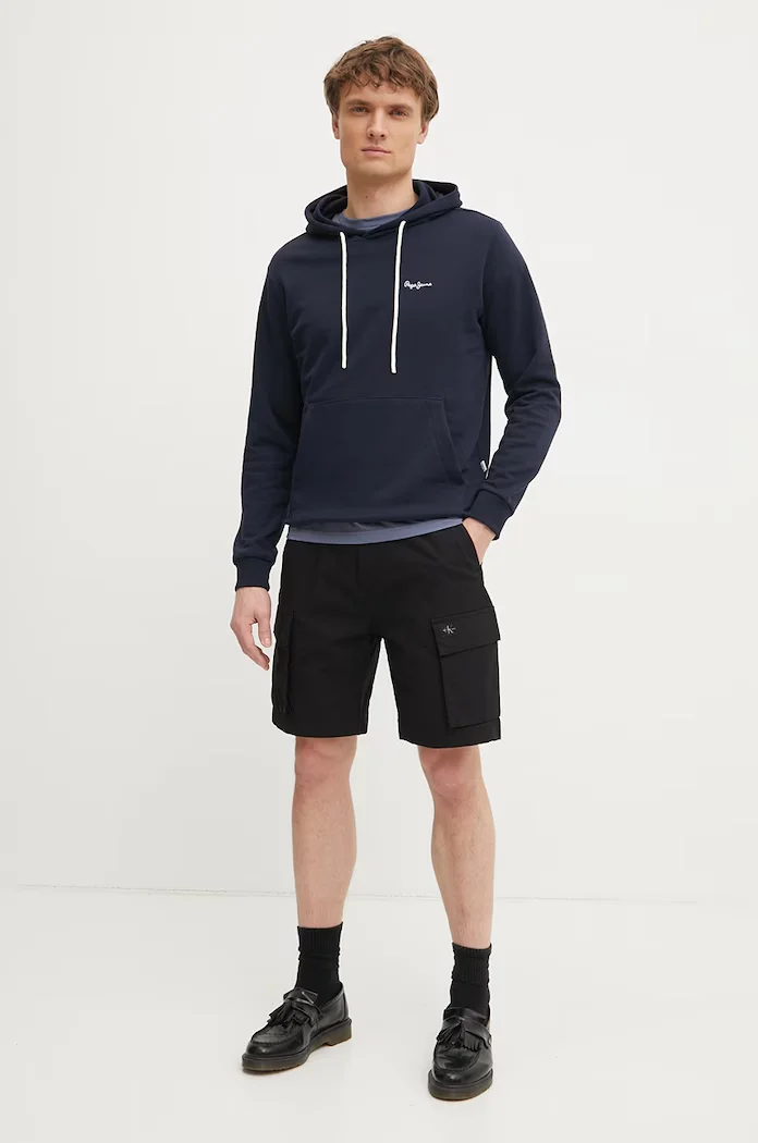 CALVIN KLEIN Памучна тениска в синьо с десен K10K111346
