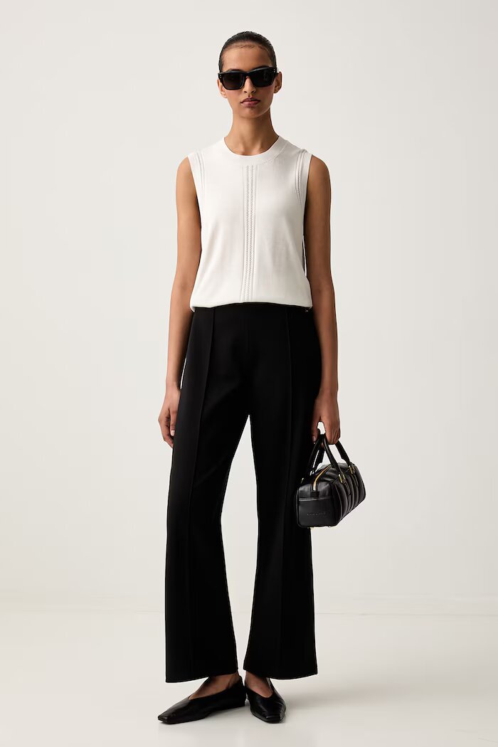 CALVIN KLEIN панталон дамски черен с висока талия LV044G210G