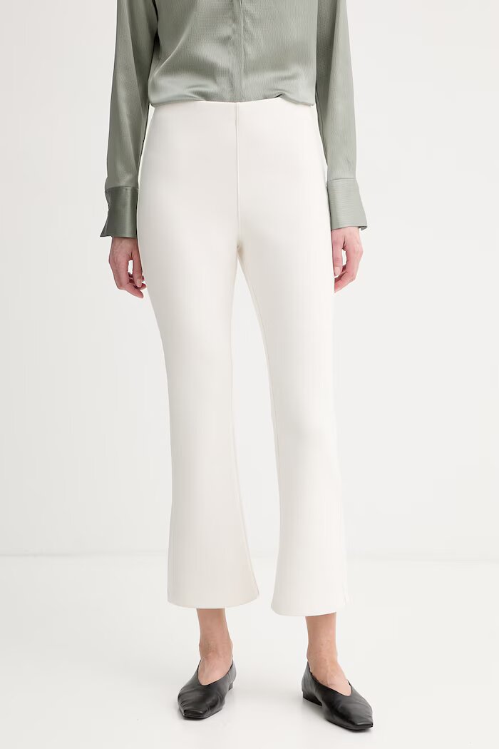 CALVIN KLEIN панталон дамски с вискоза бежов с висока талия LV044F204G