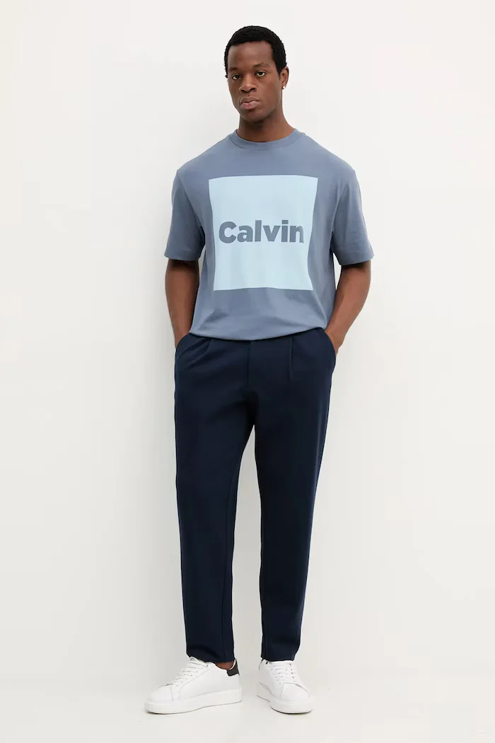 CALVIN KLEIN Панталон мъжки в тъмносиньо с кройка по тялото LV04LE613G