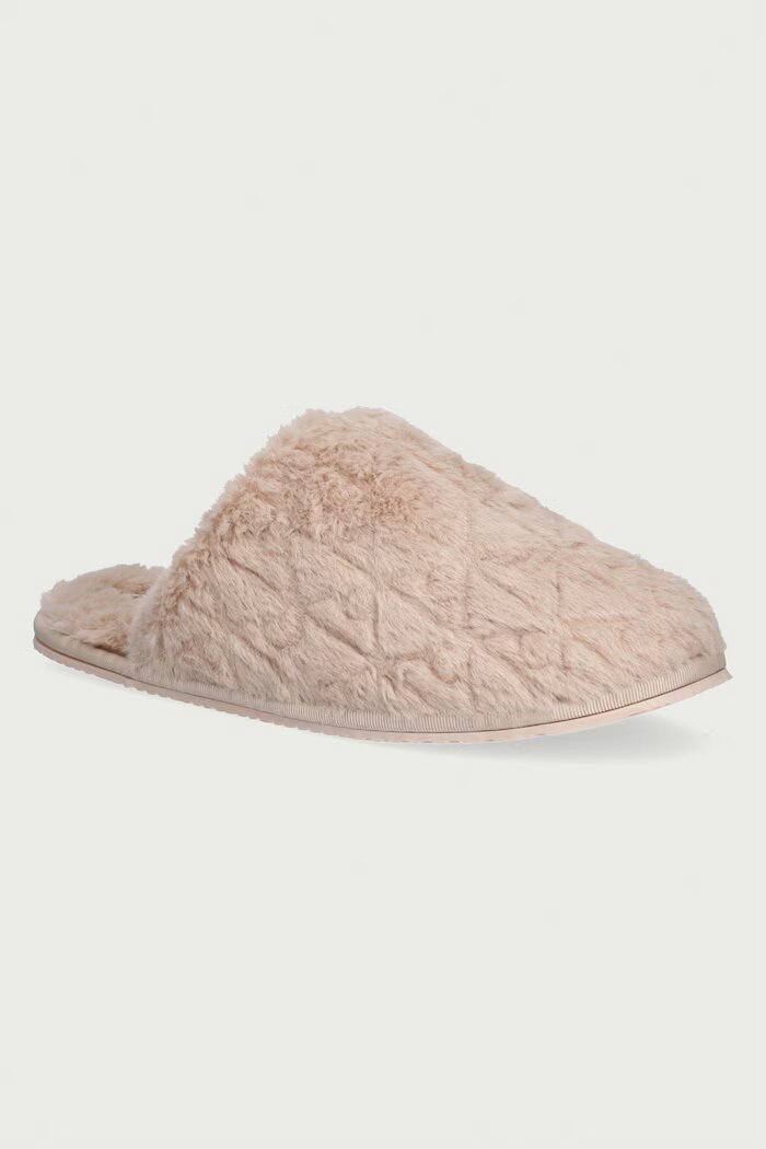 CALVIN KLEIN пантофи дамски HOME SLIPPER FUR AOP бежови HW0HW03218