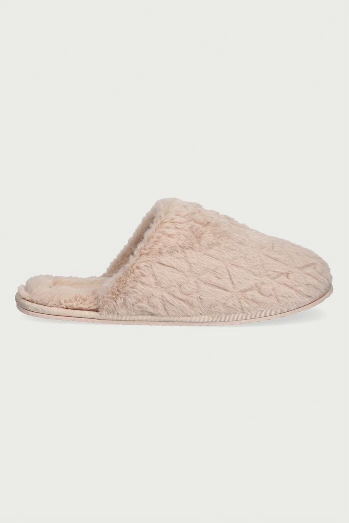 CALVIN KLEIN пантофи дамски HOME SLIPPER FUR AOP бежови HW0HW03218