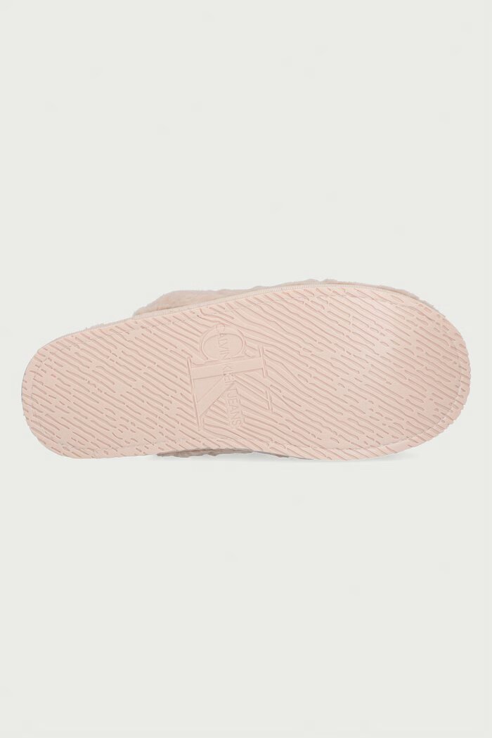 CALVIN KLEIN пантофи дамски HOME SLIPPER FUR AOP бежови HW0HW03218
