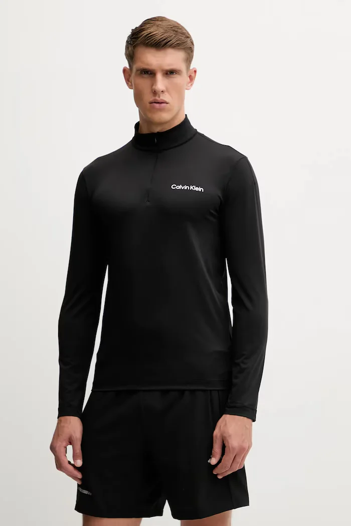 Calvin Klein Performance Блуза с дълги ръкави за трениране в черно с изчистен дизайн LVGMF5W303