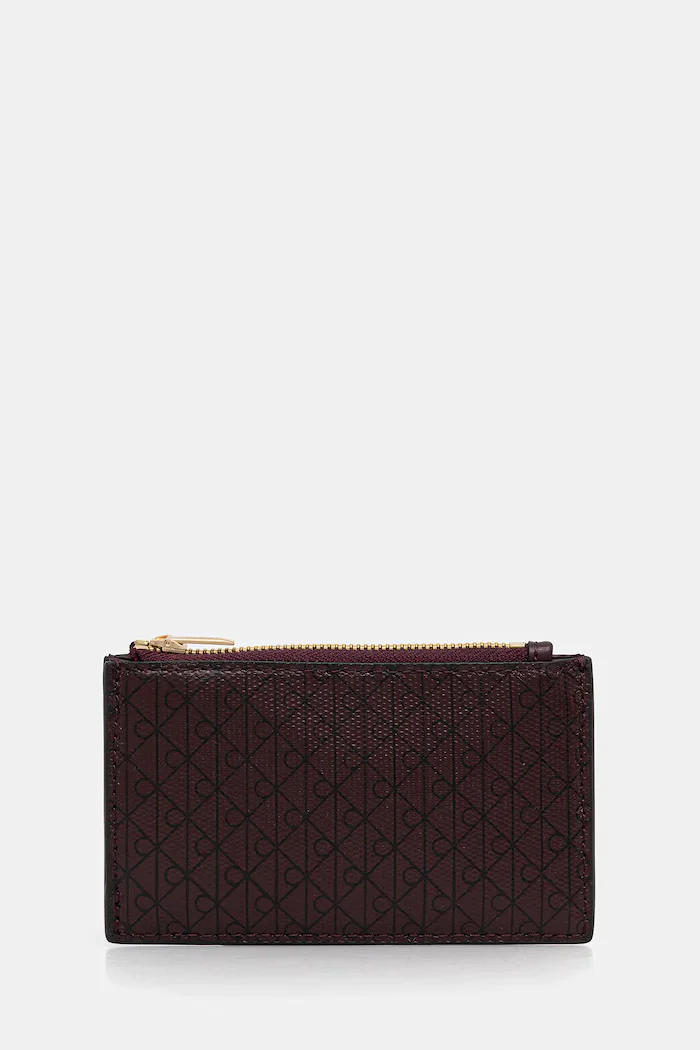CALVIN KLEIN портфейл дамски от имитация на кожа бордо LV04F1084G