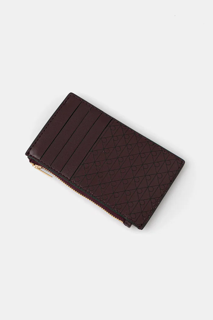 CALVIN KLEIN портфейл дамски от имитация на кожа бордо LV04F1084G