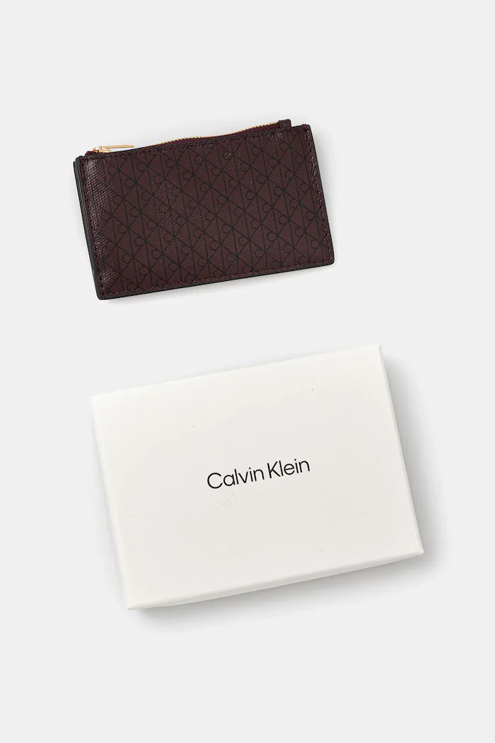 CALVIN KLEIN портфейл дамски от имитация на кожа бордо LV04F1084G